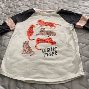 Girls 3/4 length sleeve Tiger baseball tee
